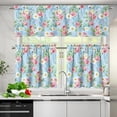 thumbnail image 3 of Pink Rose Kitchen Curtains and Valances Set Daisy Rod Pocket Tier Curtains 3-Piece House Decor Curtains for Living Room Bedroom Bathroom Easy to Install Kitchen Valance Curtains, 3 of 6