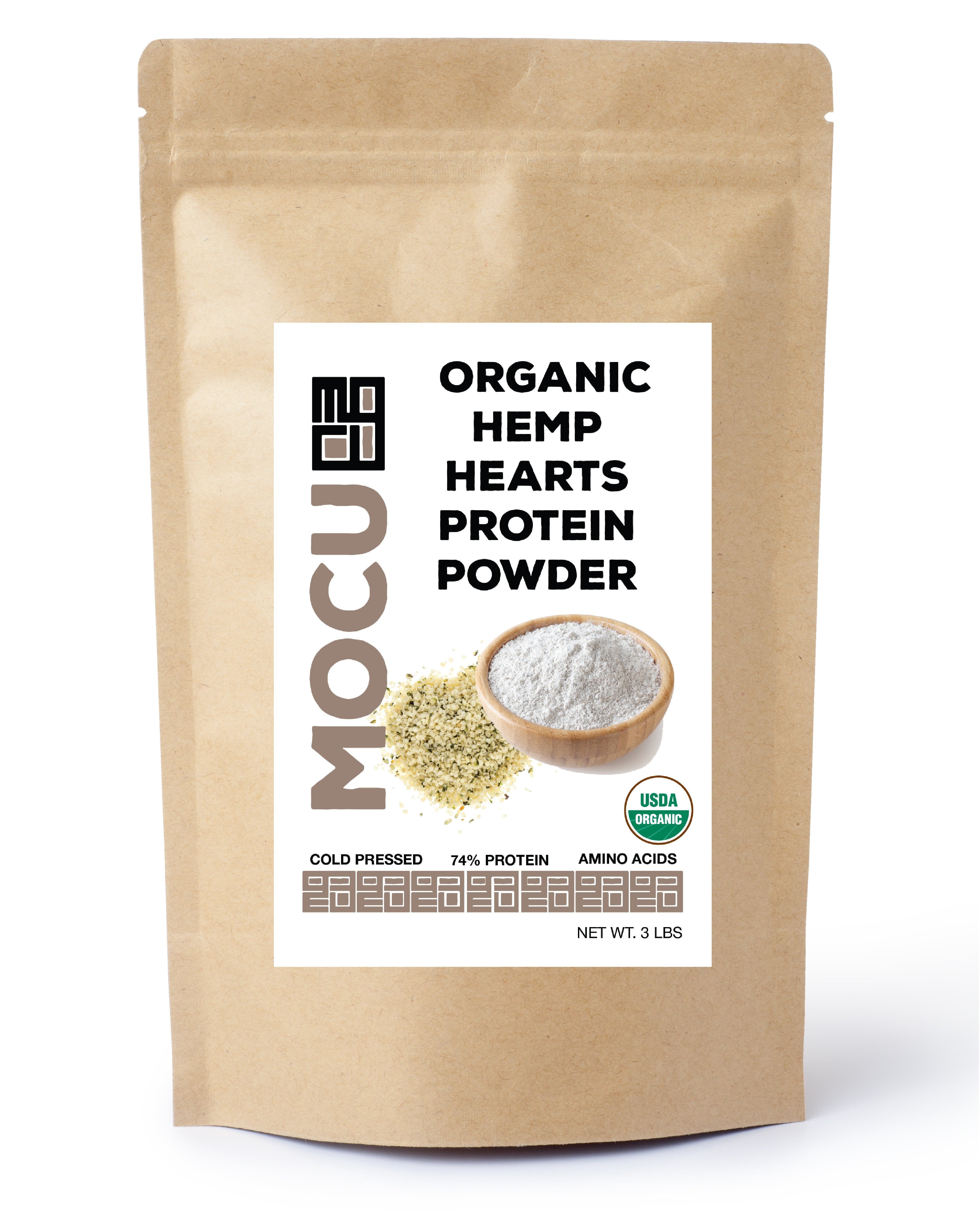 MOCU Certified Organic Hemp Heart Protein Powder 3LB Pouch