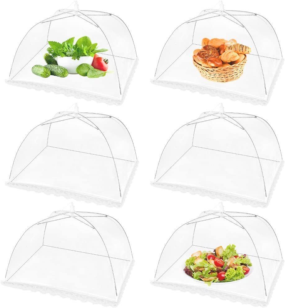 MDHAND (6 Pack) PopUp Outdoors Screen Mesh Food Covers Tents Umbrella,17” Mesh Tent Protectors