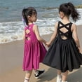 thumbnail image 5 of Beach Clothing for Kids Westernized Girls Open Back Sleeveless Tank Top Dress Daily Versatile Black Dresses, 5 of 5