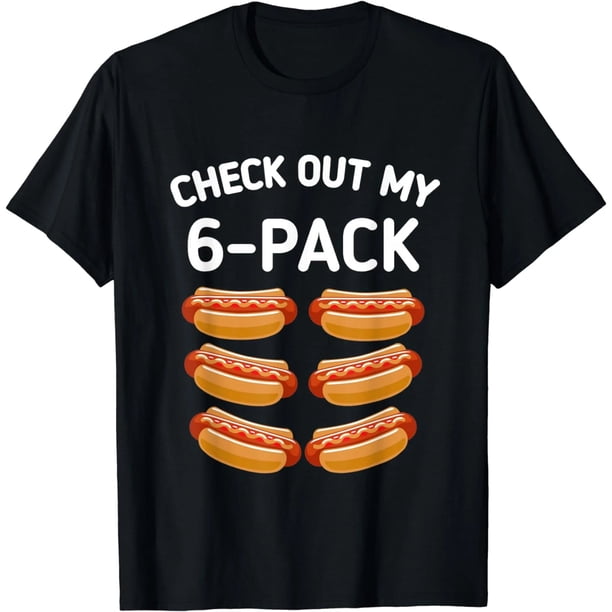 Camiseta de Mujer Divertida de Hot Dogs con Diseño de "6-Pack" - Para Amantes de la Comida y el Gym
