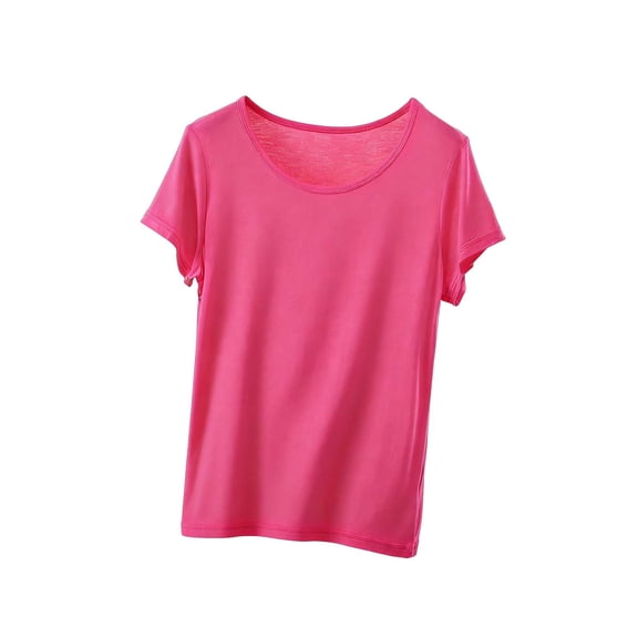 Ayfxijin Women's Fashion Short Sleeve Crew Neck Top, Summer Solid Color Modal Comfort Casual Blouse