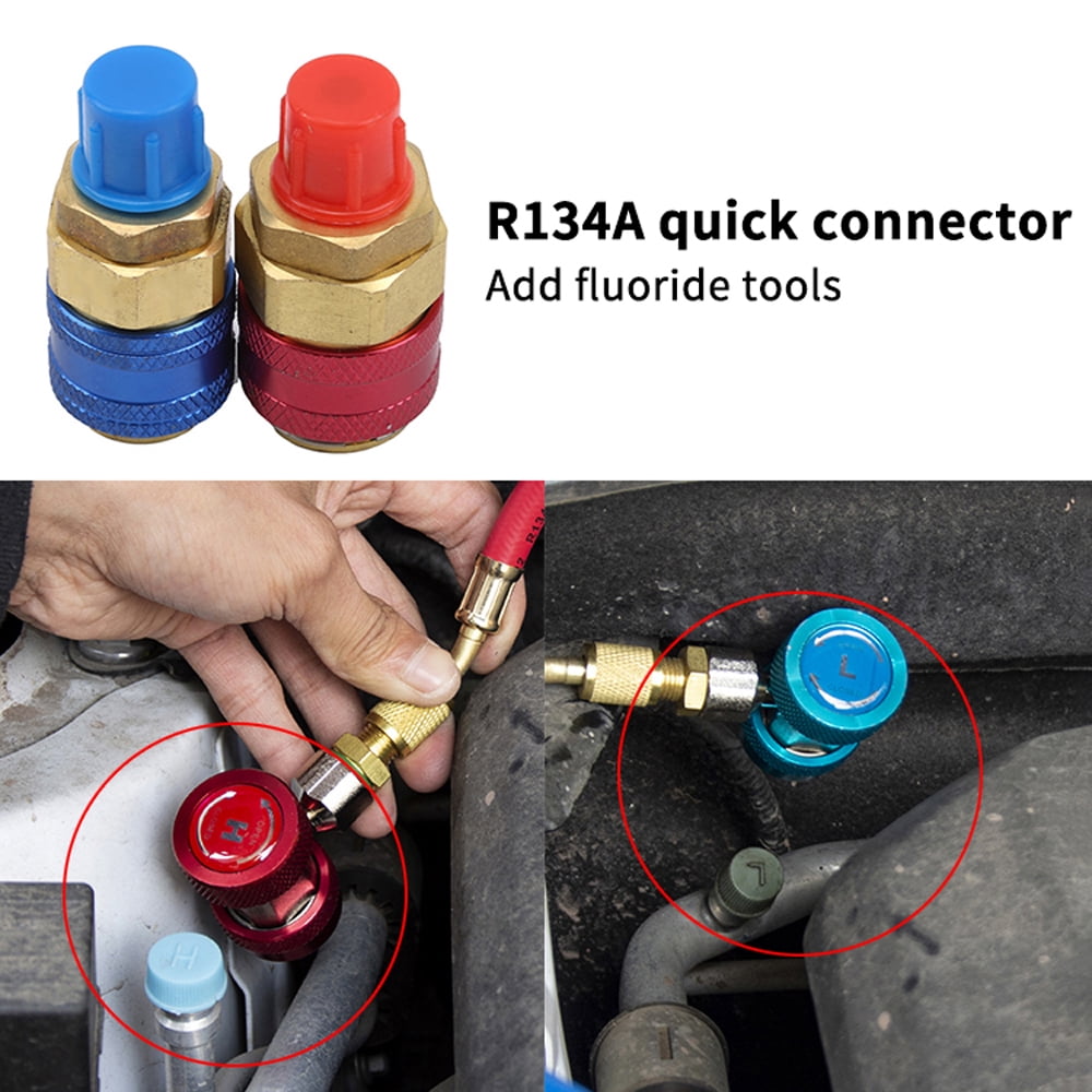 Buy 1 Pair Adjustable R134A Adapter Fittings High-Low Quick Coupling AC ...