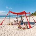 thumbnail image 2 of LAUSAINT HOME Beach Tent, 7.5x7.5FT Easy Pop Up Beach Canopy Sun Shade UPF 50+ Protection with 4 Windproof Stability Poles and Sandbags, Outdoor Sun Shelter for Family Camping, Red, 2 of 10