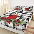 thumbnail image 3 of Castle Fairy Cartoon Penguin Queen Sheet Sets,Geometric Checkered Bed Set, 3 of 7