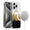 thumbnail image 3 of For Apple iPhone 15 Pro Transparent Clear Bling Glitter Magnetic Circle Compatible with MagSafe Charger Hybrid Slim TPU Cover ,Xpm Phone Case [ Gold / Black ], 3 of 4