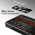 thumbnail image 4 of Case for Samsung Galaxy Z Fold 4 with Stylus & S Pen Holder, Kickstand Alloy CD Camera Protector Vintage Classic Leather Mil-Grade Protection Anti-Scratch Shockproof Protective Case, Brown, 4 of 14