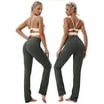 thumbnail image 4 of BUBBLELIME 29""/31""/33""/35"" 4 estilos Pantalones de yoga con piernas rectas para mujer Control de barriga - Pierna recta_Olivegray L_35"" Entrepierna, 4 of 5