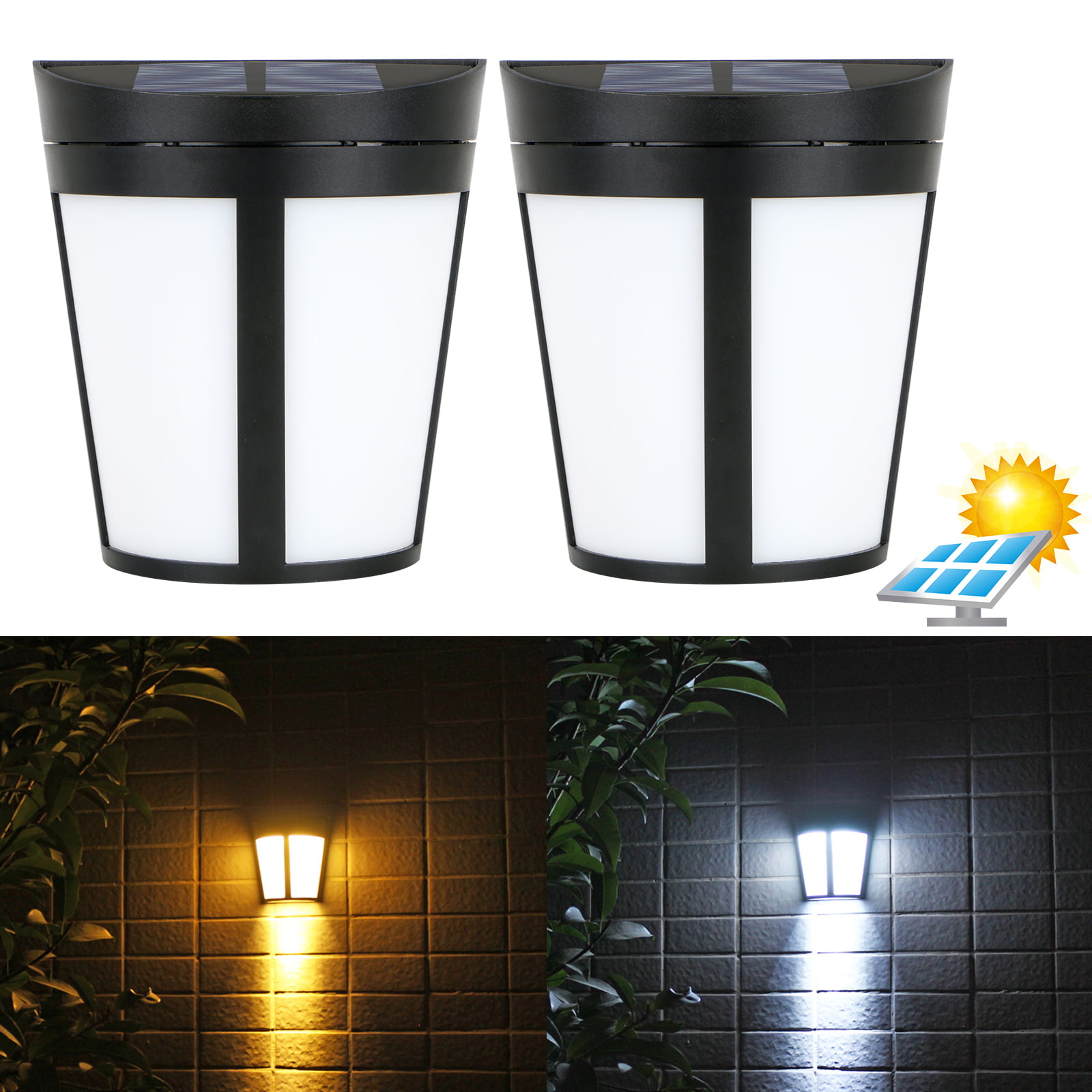 2Solar Powered LED Fence Deck Wall Lights Outdoor Garden Lighting Warm White 