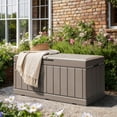 thumbnail image 5 of Vineego Classic Outdoor Water-Resistant 82 Gal Resin Deck Box, Light Brown, 5 of 8