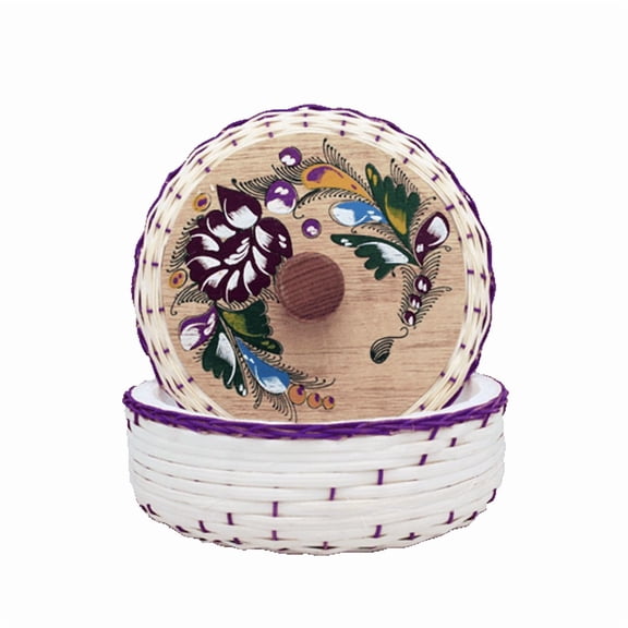 Hand Painted Wricker Tortilla Holder, Small, Assorted Colors by Adelitas