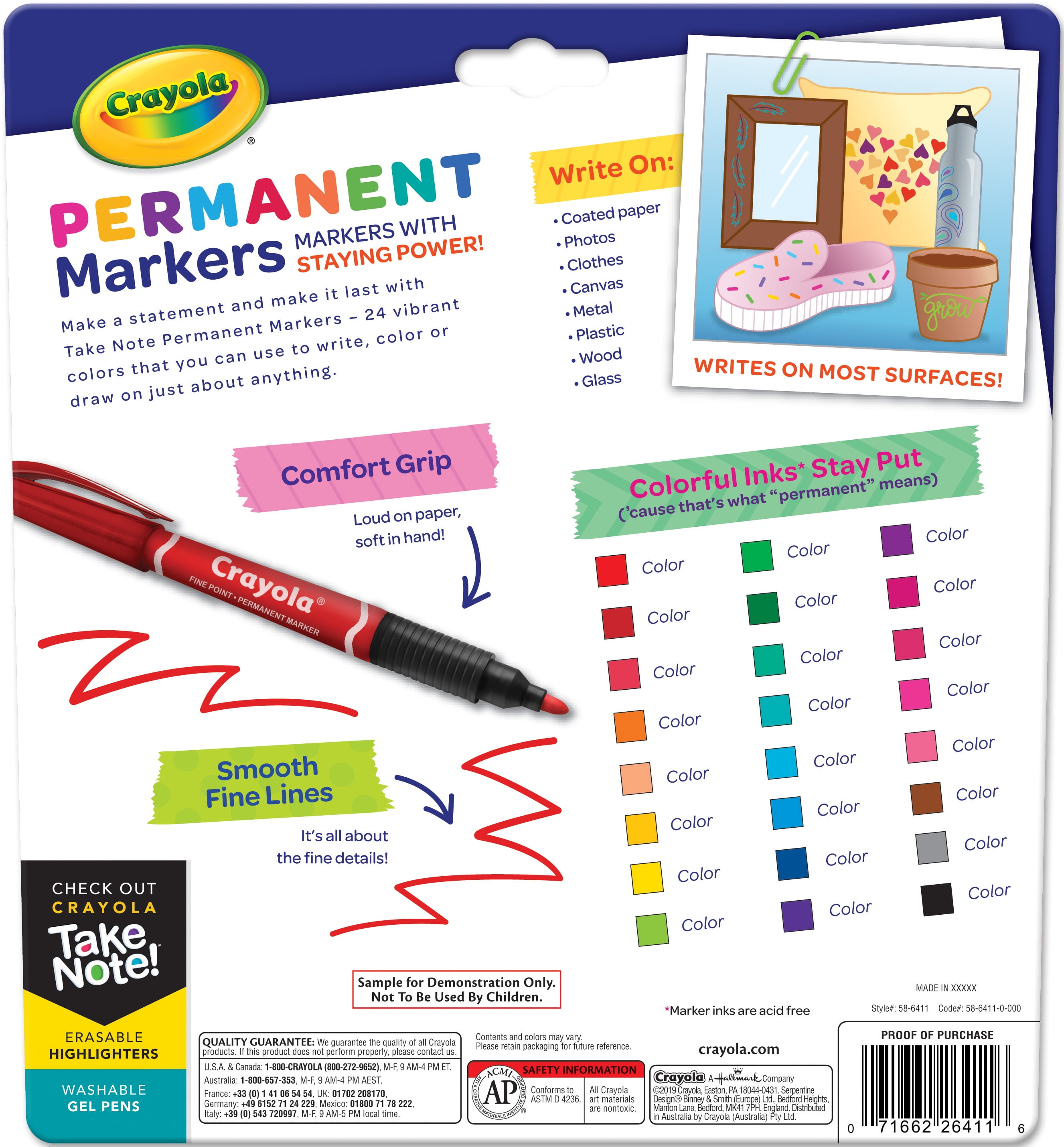 Crayola Take Note Permanent Markers - Fine Point - 2 Count - Red & Pink -  NEW