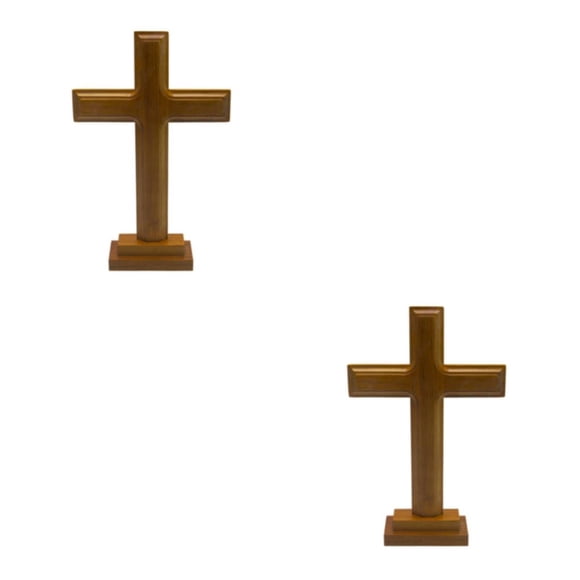 Advancent Crucifijo cruzado de madera tallada con/soporte Jesucristo Altar hecho a mano tipo 1 Tipo 1 2Conjunto
