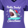 thumbnail image 4 of Inktastic Shark Holly Jawly Christmas Women's V-Neck T-Shirt, 4 of 5