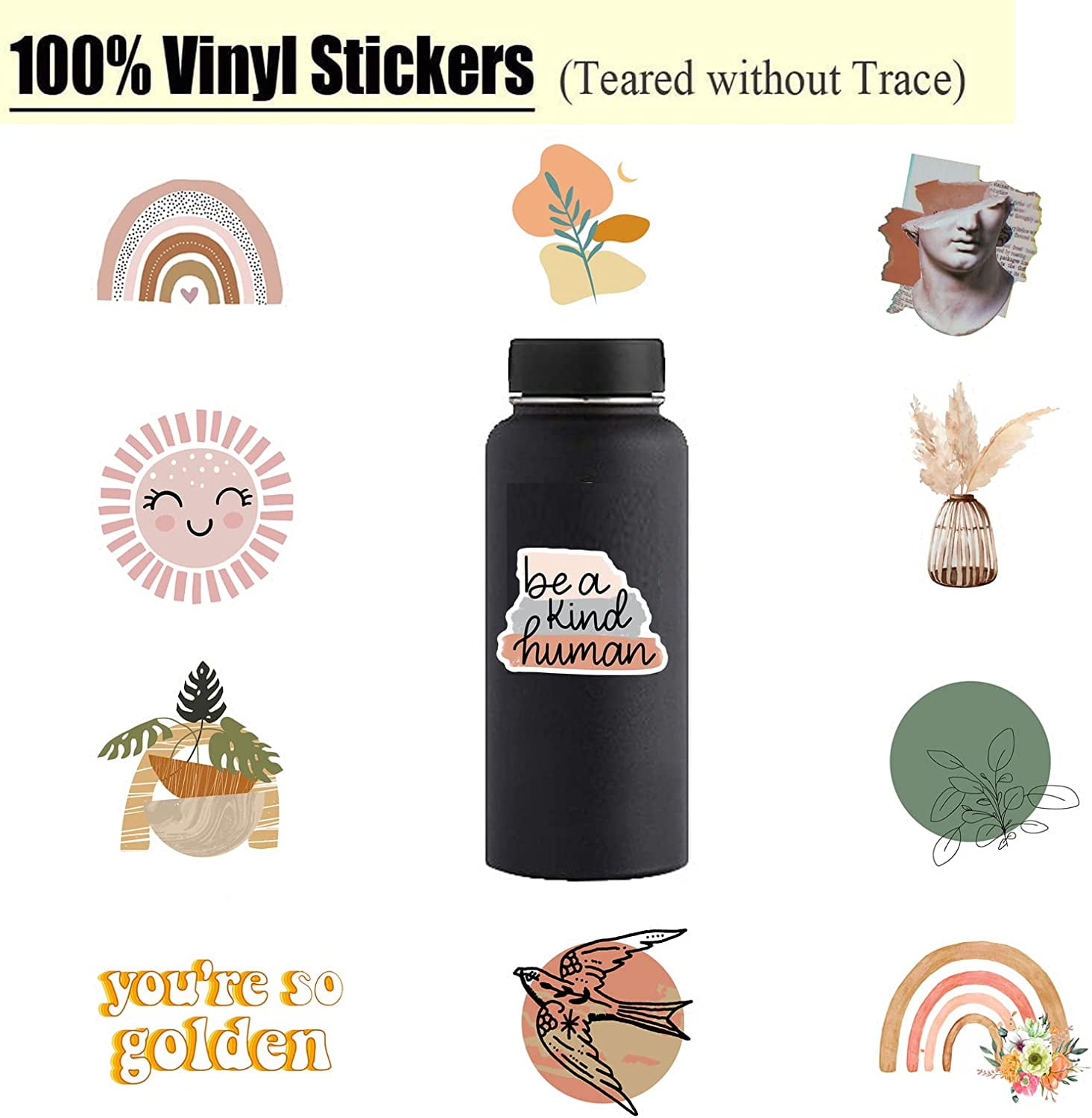 50 Pcs Vintage Aesthetic Stickers, Vinyl Waterproof Stickers for