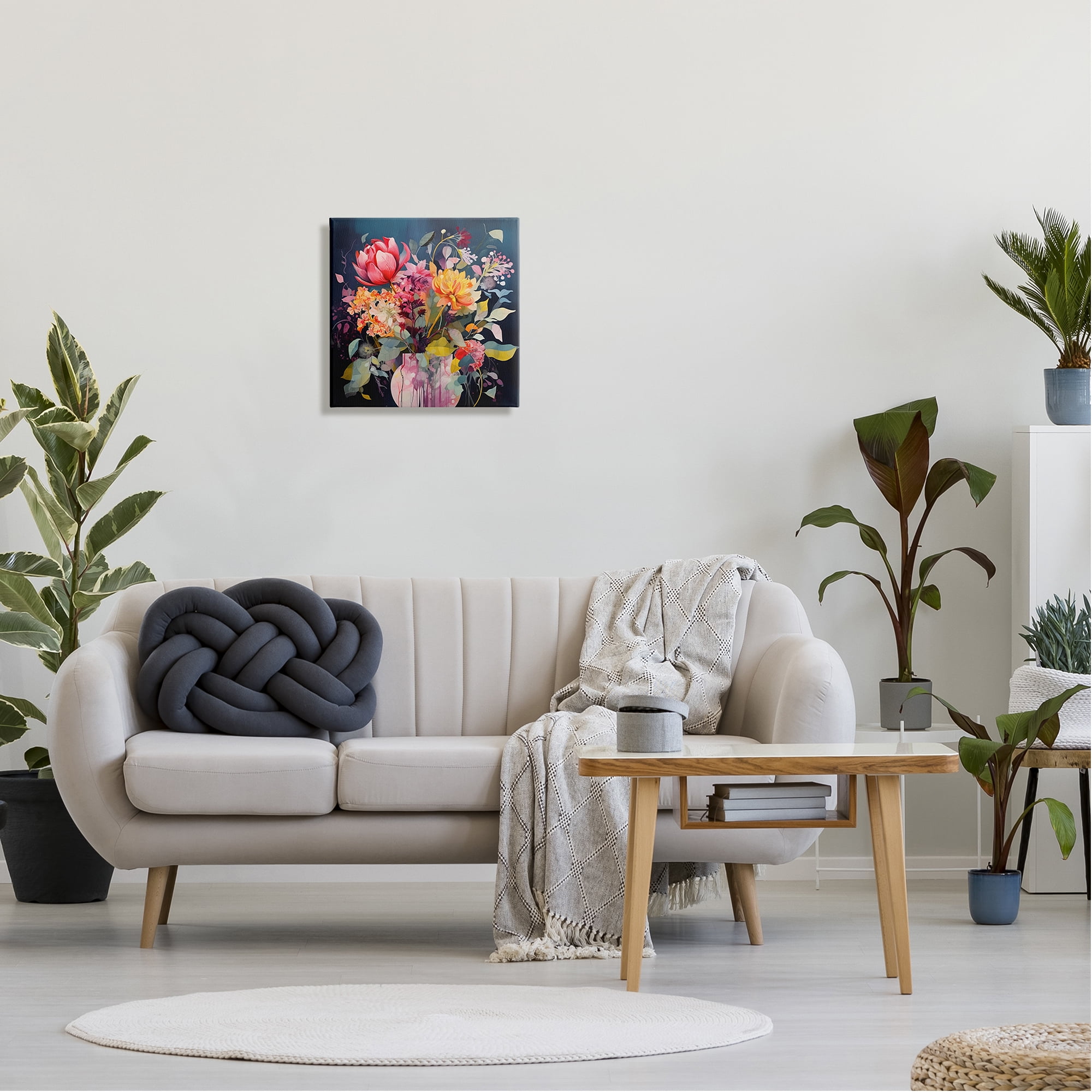 Stupell Industries Busy Modern Blooms Botanical & Floral Painting Gallery Wrapped Canvas Art Print Wall Art, 17 x 17