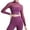 Purple, variant on Women's Long Sleeve Mesh Yoga Set with Built-In Support Bra and High-Waist Leggings for Fitness Running Workout