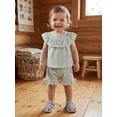 thumbnail image 6 of BemeyourBBs Toddler Baby Girl Summer Clothes Infant Baby Girls Summer 2 Pieces Outfits 3 6 12 18 24 Months 2 3 Years Sleeveless Solid Color Ruffle Collar Shirt Tops and Shorts Set, 6 of 9