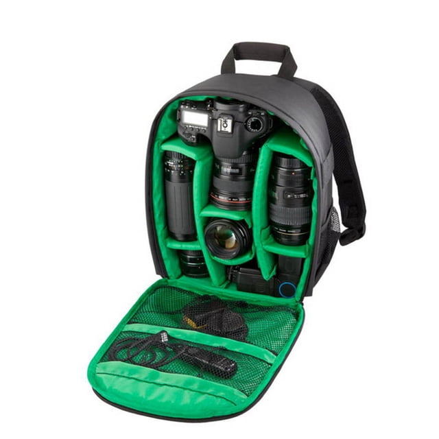 Inteprter para cámara multifunción Video Digital DSLR Bolsa para cámara al aire libre Estuche para para Accesorios de cámara y óptica negro + verde