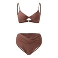 thumbnail image 3 of Gubotare Womens Swimsuits Two Piece High Waisted Tummy Control Bathing Suits Color Block Criss Cross Wrap Front Bikini Sets (Brown,L), 3 of 7
