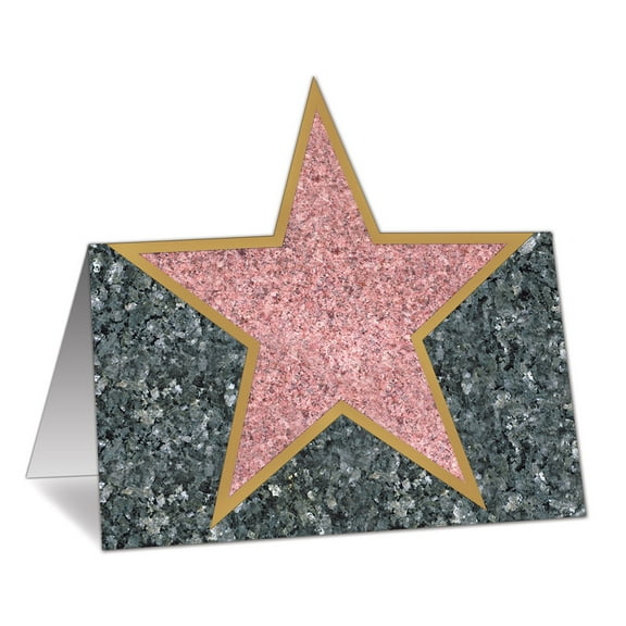 Party Central Club Pack of 144 Pink and Gray Star Hollywood Celebrity Awards Night Place Cards 4.25"
