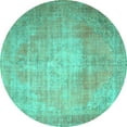 thumbnail image 1 of Ahgly Company Indoor Round Persian Turquoise Blue Traditional Area Rugs, 4' Round, 1 of 4