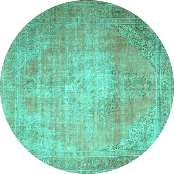 Ahgly Company Indoor Round Persian Turquoise Blue Traditional Area Rugs, 4' Round