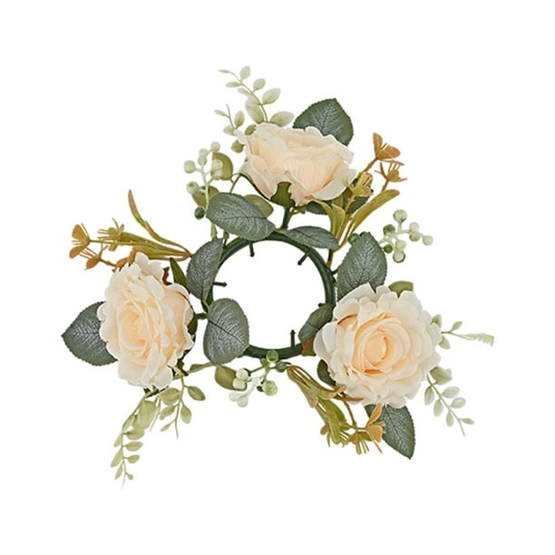 Anillos para velas, coronas, guirnaldas de velas, anillos para velas de flores de seda, candelabros, anillos, candelabros para festivales, sala de est Rosa