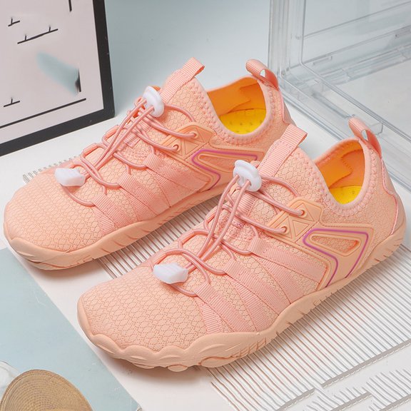 CQONEPT Barefoot Shoes for Men Women Workout Cross Trainer Hiking Water Wide Toe Sneakers Footwear Walking Shoes Beige 6.5