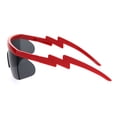 thumbnail image 4 of Robotic Flat Top Half Rim Lightening Bolt Arm Shield Sunglasses Red Black, 4 of 4