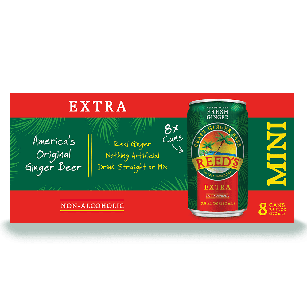 Reed's Extra Ginger Beer Non-GMO, 8 Aluminum 7.5 fl oz Cans per 8 Pack Carton Liquids, Gluten Free