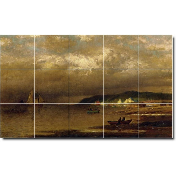 Ceramic Tile Mural-William Bradford Waterfront Painting 387. 21.25" w x 12.75" h using (15) 4.25 x 4.25 ceramic tiles