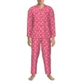 thumbnail image 3 of Picia red bows Pattern Men’s Long-Sleeve Sleepwear Set - Soft 2-Piece Loungewear with Pockets, Comfy PJs for Relaxing Nights-Large, 3 of 7