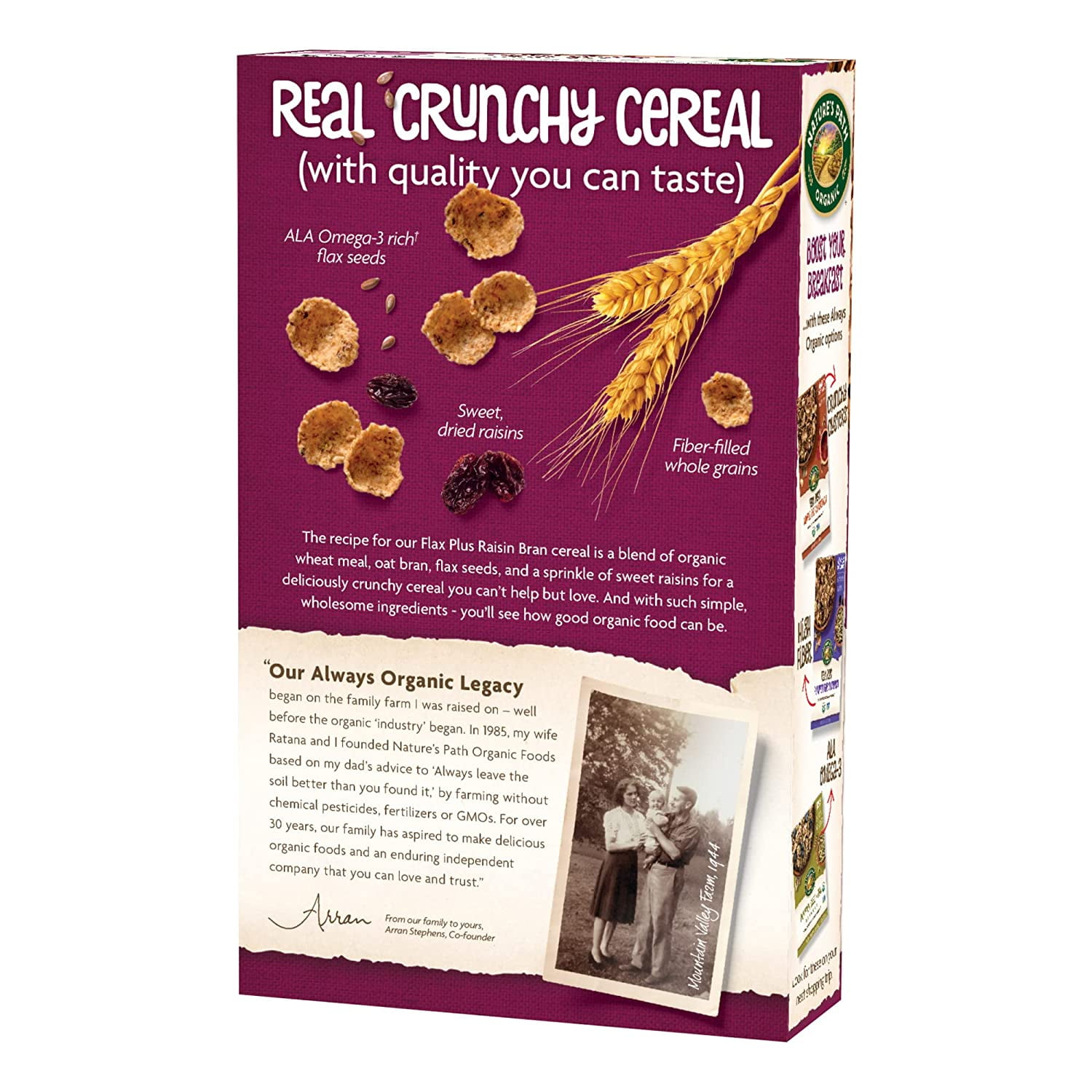 Nature's Path Organic Flax Plus Cereal Raisin Bran 14 oz Pack of 3