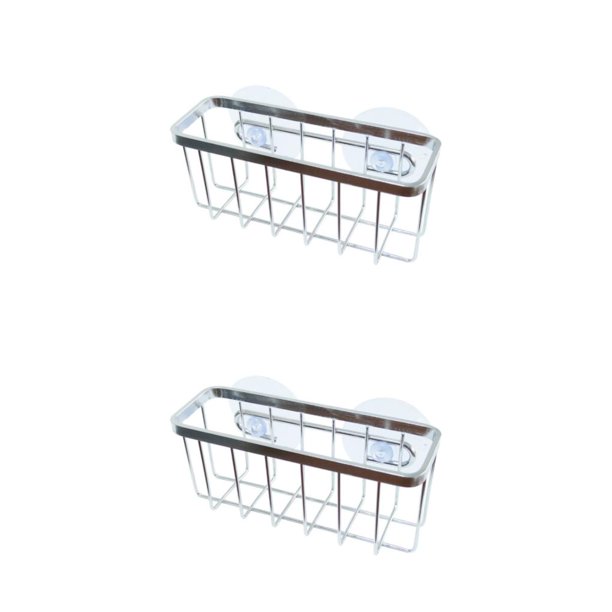 Monstrate Estante de drenaje para fregadero, utensilios de cocina, cesta de almacenamiento de esponja, estante organizador de tela de acero 2Conjunto