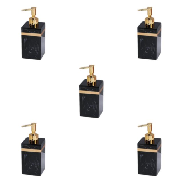 Ruiboury Resin Soap Dispenser Reusable for Tabletop Kitchen Shower Shampoo Bathroom Black Gold 500ml 5Set
