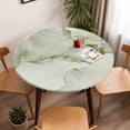 thumbnail image 5 of Sage Green Marble Elastic Fitted Round Table Cover Abstract Waves Cloud Waterproof Outdoor Tablecloth for Holiday Party, Picnic, Patio & Dining Fits Tables Up to 55"-60", 5 of 8