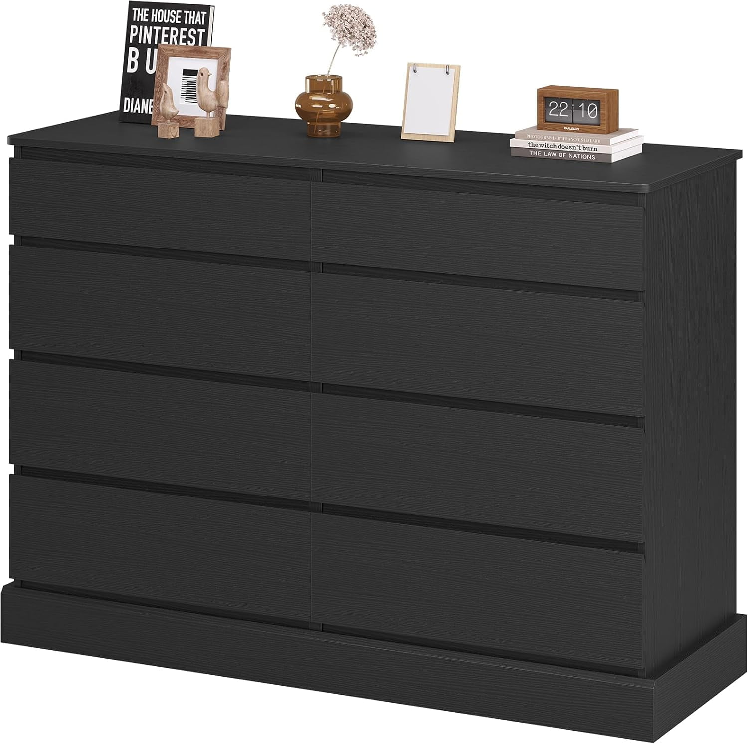 Black Dresser with 8 Drawers for Bedroom Wide Chest of Drawers Storage Cabinet for Living Room