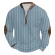 thumbnail image 2 of Blusas y camisas de manga larga con cuello redondo para hombre, talla grande, tejido de punto, estampado, media cremallera, cuello redondo, estampado vintage, manga larga, blusa de poliéster para homb, 2 of 4
