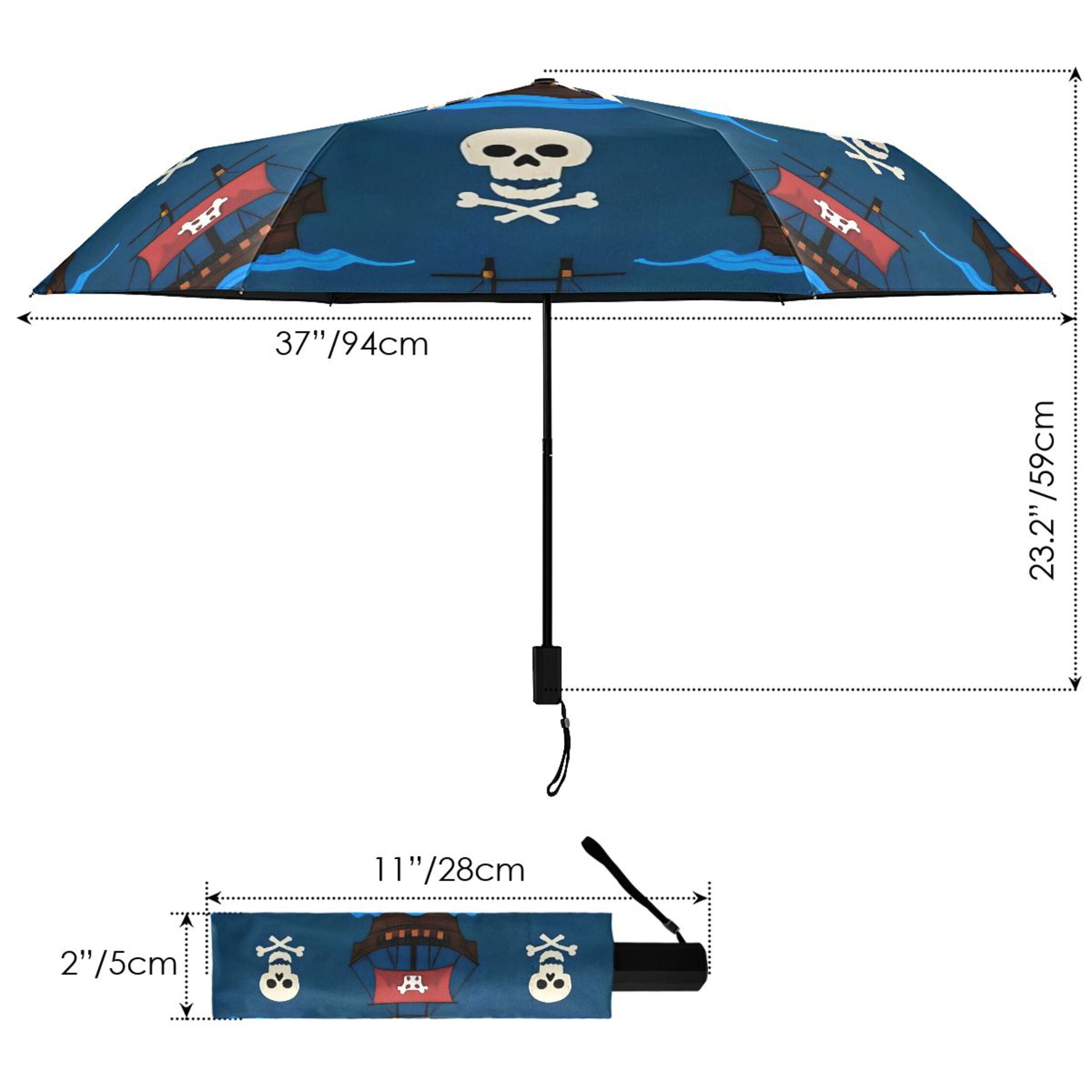 ALAZA Skulls UPF 50+ Compact Folding Umbrella for Rain Travel Umbrella Packable