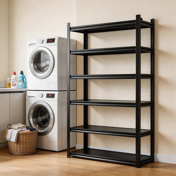 Heavy Duty 6-Tier Steel Storage Shelving Unit 45x20x82 Black, 82 Inch Height 3600LBS Load Adjustable Shelf Rack for Home Pantry Kitchen Garage Basement Commercial