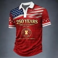 thumbnail image 2 of Patriotic Polo Shirts for Men's 250th Anniversary 4th of July Graphic Shirt Fashion Trend Classic Loose Plus Size Casual Shirt Red S, 2 of 3
