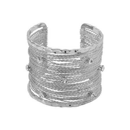 Silver Chunky Cuff Bracelets for Women Open Wide Bangle