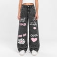 thumbnail image 2 of sususu Girls Wide Leg Jeans Elastic Waist Baggy Denim Cargo Pants (13-14 Years), 2 of 8