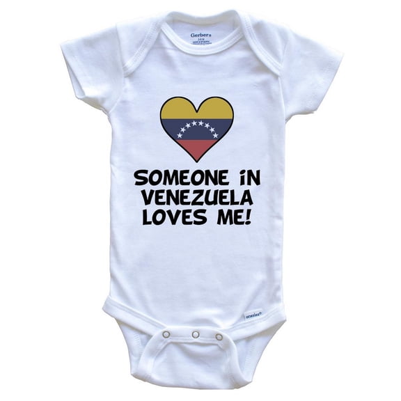 Someone In Venezuela Loves Me Venezuelan Flag Heart Baby Bodysuit, 0-3 Months White