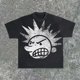 thumbnail image 3 of Camiseta de algodón con estampado gráfico de labios y cruz abstracta de Saint Y2K, estilo Harajuku, de gran tamaño, para parejas, ropa urbana de manga corta para hombre, 3 of 5