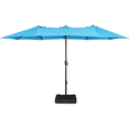 thumbnail image 2 of Topeakmart 15ft Outdoor Double-Sided Twin Patio Umbrella with Base & Crank & 2 Sandbags, Sky Blue, 2 of 14