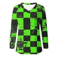 thumbnail image 5 of EchfiProm Women Tops Graphic Fall Green New Arrivals Long Sleeve Relaxed Fit V Neck Pullover Tops, 5 of 5