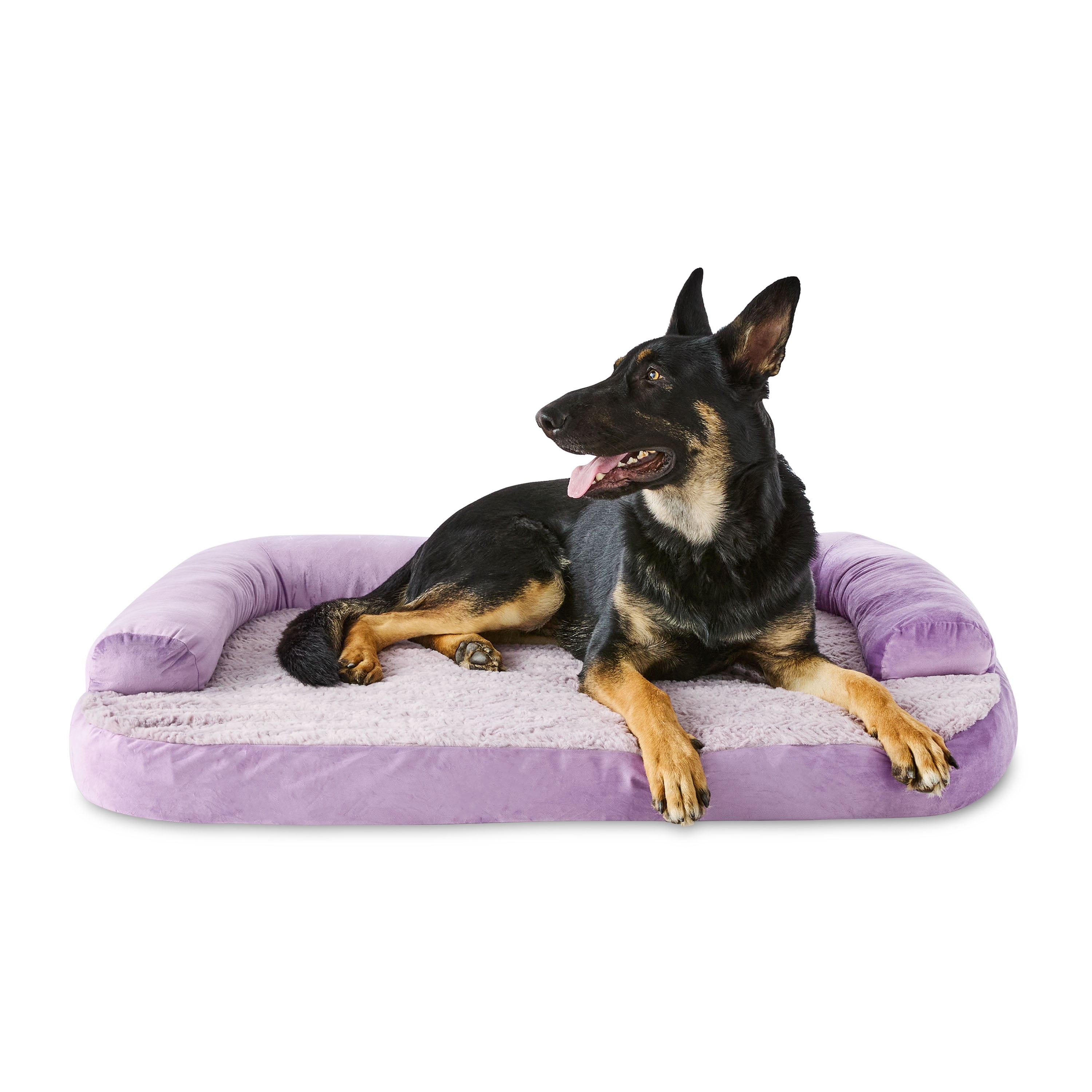Vibrant Life Extra Large Round Corner Sofa Style Dog Bed, Purple, 35" x 48"