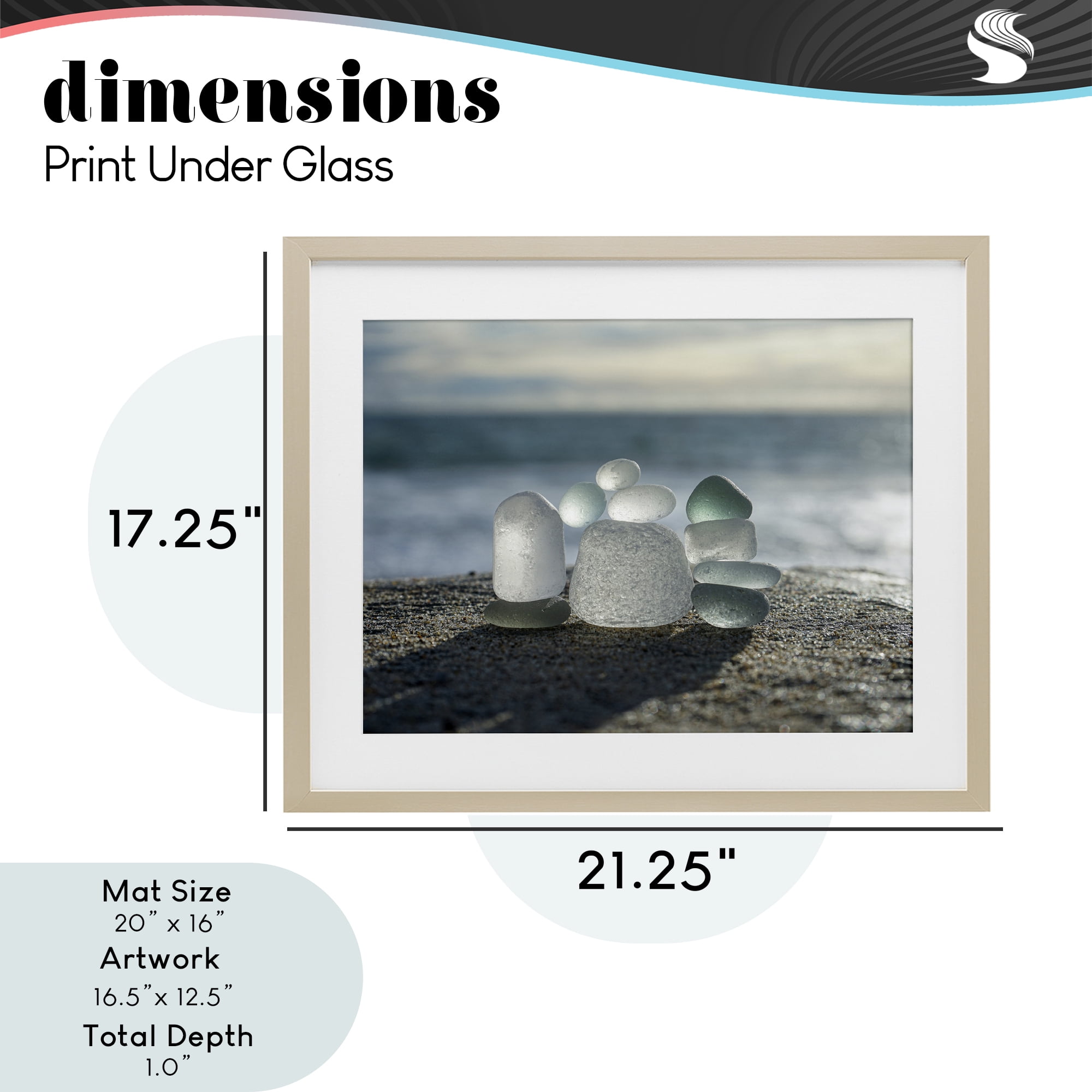 Stupell Industries Balancing Sea Glass Pebbles Birch Framed Print Under Glass, design by LMarie Allen
